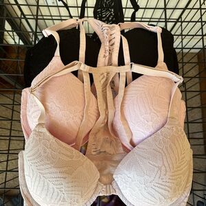 PINK Victoria's Secret Lace Bra Duo - Light Pink & Black